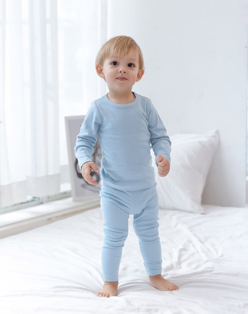 AVAUMA Baby Boys Girls Pajama Set Kids Toddler Snug fit Basic Cotton Sleepwear pjs for Daily (Sky Blue-1 Large) - Image 5